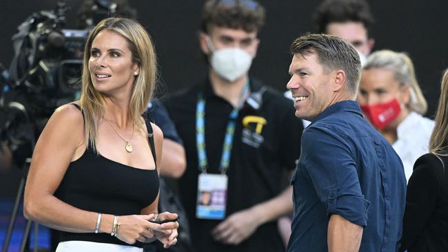 Australian cricketer David Warner and wife Candice . Picture: AFP