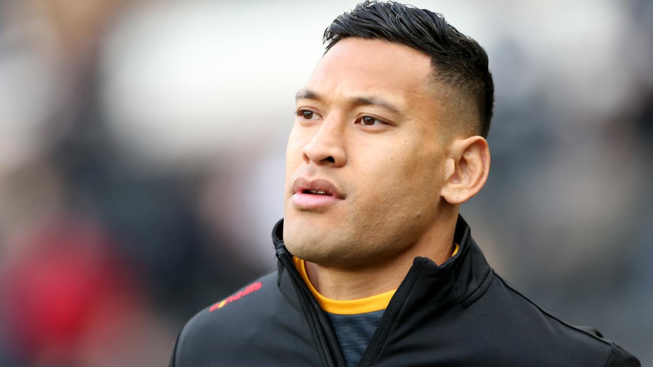 Controversial rugby star Israel Folau is expecting his first child. (Photo by Nigel Roddis/Getty Images)