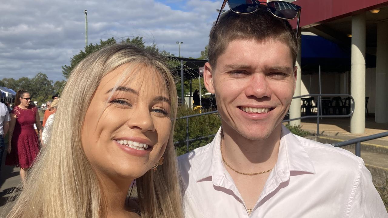 Taylah Jeffery and Jett Spiller enjoy a day of fun at the Gympie Races on Saturday, July 15, 2023.