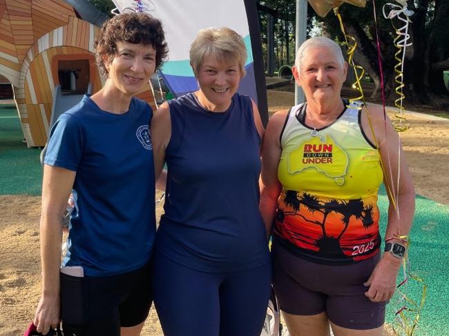 Kath Hodda (200), Kerree Green (300) and Bernadette Wallace (300) notched up milestones during Rockhampton's record-breaking parkrun on January 11, 2025.