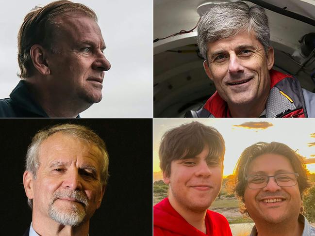 Hamish Harding, Stockton Rush, Paul-Henri Nargeolet, Suleman Dawood and his father Shahzada Dawood have died. Pictures: AFP