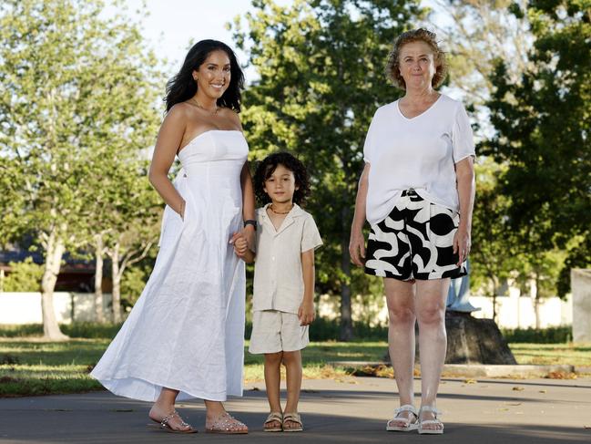 Selin Makoni, 43, with her mum Sengul “Rose” Mengu, 59, and her son Roman Makoni, 4. Picture: Jonathan Ng