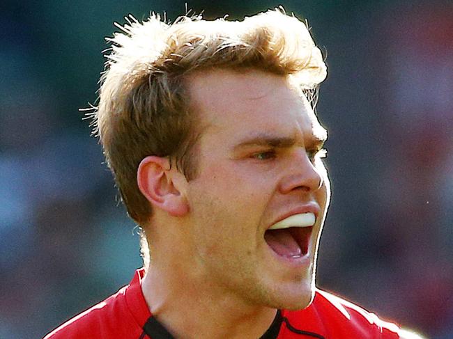 AFL Round 21 - Carlton v Melbourne at MCG, Jack Watts after a missed shot on goal. Melbourne. 23rd August 2015. Picture: Colleen Petch.