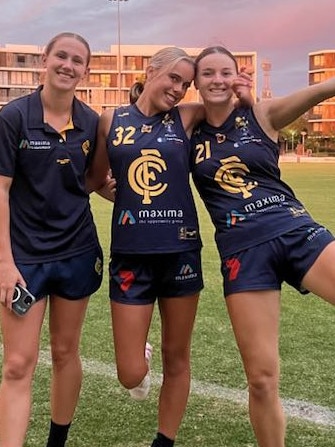 Eva Campo with teammates Bridie Garlick and Claudia Wright. Picture: Supplied.