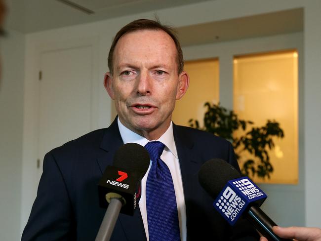 *******  NO BYLINE ***** Tony Abbott arriving for a Business leaders meeting with coalition backbenchers about the National Energy Guarantee at Parliament House in Canberra. *******  NO BYLINE *****