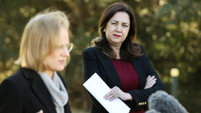 CHO Jeannette Young and Qld Premier Annastacia Palaszczuk. Picture: Liam Kidston