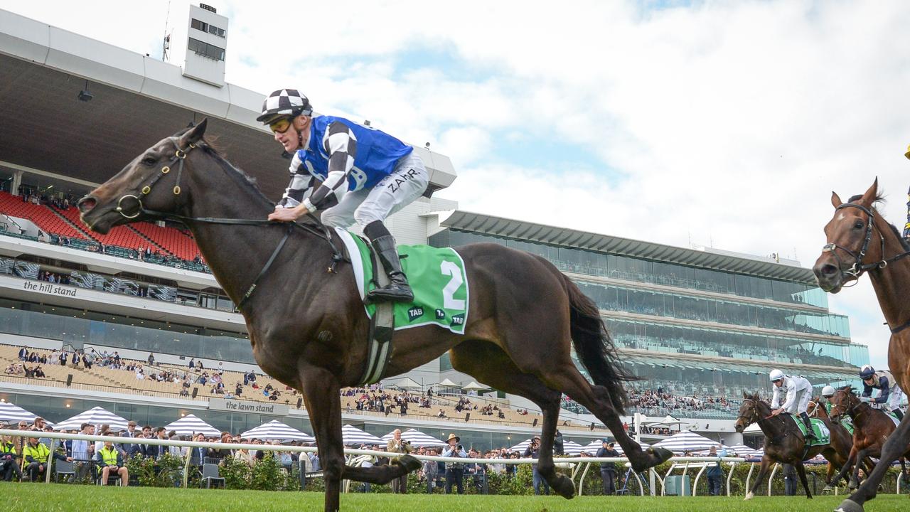 Gold Trip (FR) ridden by Mark Zahra wins the TAB Turnbull Stakes. (Photo by Reg Ryan/Racing Photos via Getty Images)