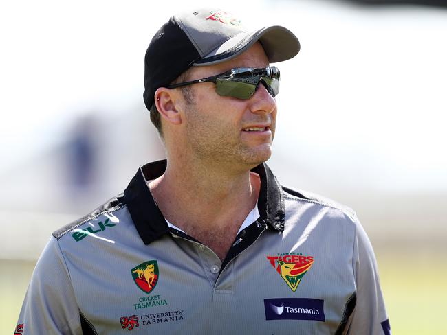 Adam Griffith, Senior Assistant Coach of Tasmania is seen during the Marsh Sheffield Shield cricket match between Western Australia and Tasmania at the WACA in Perth, Thursday, October 10, 2019. (AAP Image for Cricket Australia/Gary Day) NO ARCHIVING, EDITORIAL USE ONLY, IMAGES TO BE USED FOR NEWS REPORTING PURPOSES ONLY, NO COMMERCIAL USE WHATSOEVER, NO USE IN BOOKS WITHOUT PRIOR WRITTEN CONSENT FROM AAP