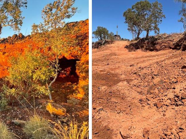 Before and after remediation works at the Great Western mine, one of several legacy mine projects in Tennant Creek. Picture: Supplied