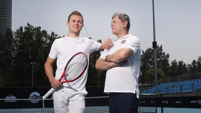 Moldovan tennis star Radu Albot and his father Vladimir. Picture: Richard Dobson.