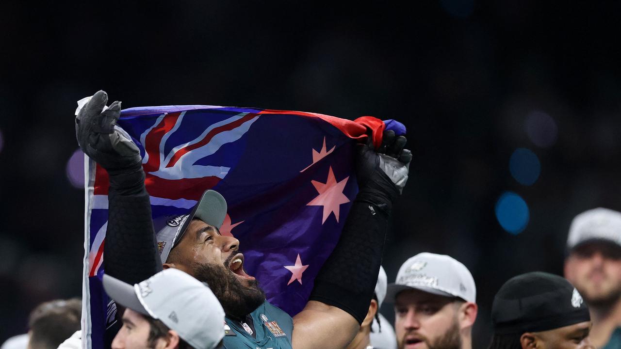 Jordan Mailata made history as the first Australian to win a Super Bowl. Emilee Chinn/Getty Images/AFP