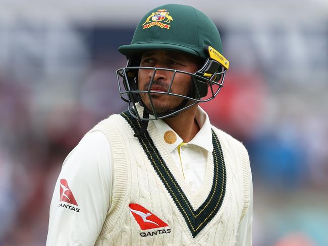 LONDON, ENGLAND - JULY 31: Usman Khawaja of Australia makes their way off after being dismissed during Day Five of the LV= Insurance Ashes 5th Test Match between England and Australia at The Kia Oval on July 31, 2023 in London, England. (Photo by Ryan Pierse/Getty Images)