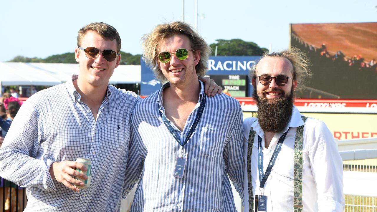 LR: Matthew Hume, Noah Strickland and Jacob Strickland at the Darwin Cup 2022. Picture: (A)manda Parkinson