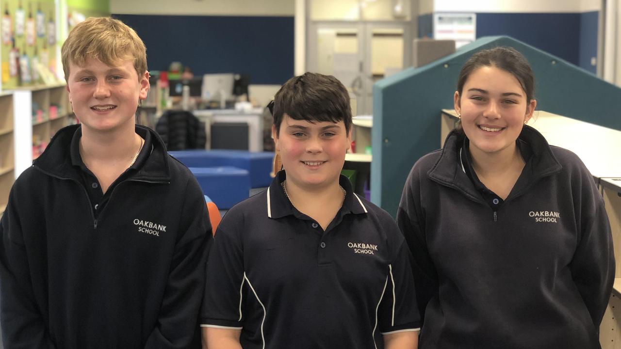 Oakbank School students Bailey, 12, Matthew, 12, and Katie, 14.