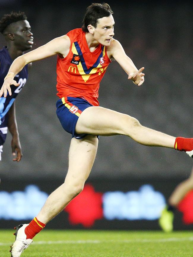 Chapman in action for South Australia during the U18 AFL Championship match against Vic Metro in 2018 Picture: Michael Dodge/Getty Images