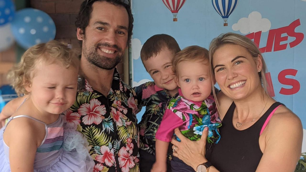 Stephanie Bemis, far right, has bought two podcasts from Mitch Craig since he launched his business in 2022. She is pictured with Sage, Cody, Jack and Dash. Picture: Stephanie Bemis