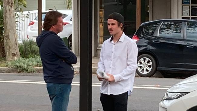 Kane Kevin Cobill (right) pictured with his father outside Picton Local Court. Picture: Lauren Ferri