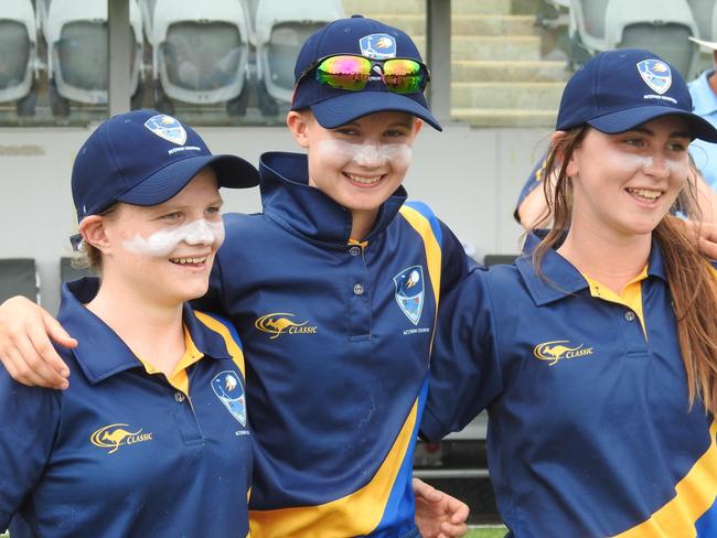 A young Alisha Bates, Grace Dignam and Hannah Green as members of the Champion (undefeated) NSW/ACT side at the U15 National Cricket Championships.