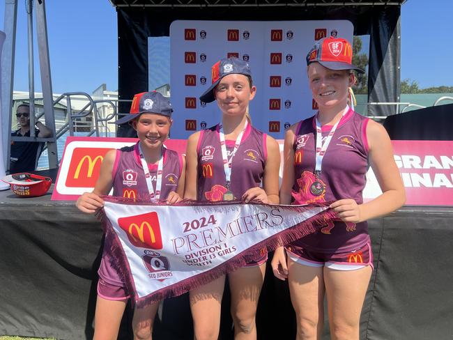 Tigerlily Nixon, Matilda Smith and Ava Oakley, Junior SEQ AFL grand finals, 2024