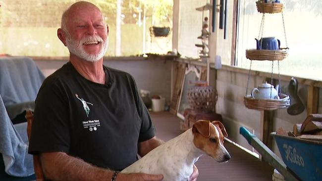 Stephen Innes and his three-legged dog Luna were in the water for seven hours after their boat capsized off Boatswain Point on Limestone Coast, SA. Picture: 7 NEWS