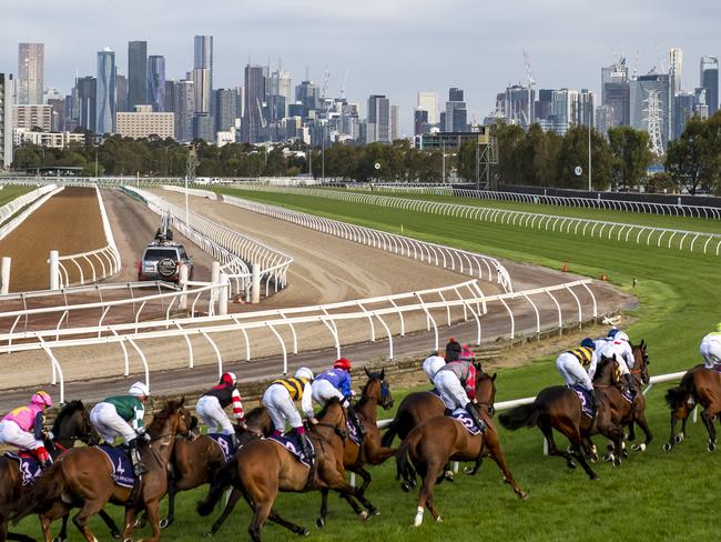 General view during race 7, the Summer On The Roof Garden Handicap, during December Twilight Race Day at Flemington Racecourse in Melbourne, Saturday, December 14, 2019. (AAP Image/Vince Caligiuri) NO ARCHIVING, EDITORIAL USE ONLY