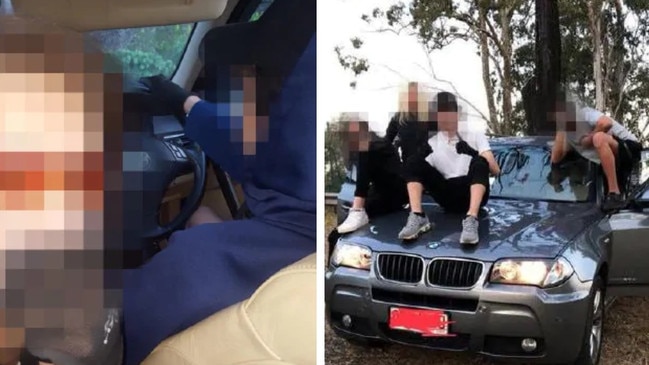 Members of Southside Gang film themselves with a stolen luxury car.