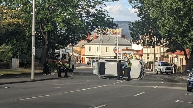 Sandy Bay Road has been closed due to a car rollover, March 8, 2023.