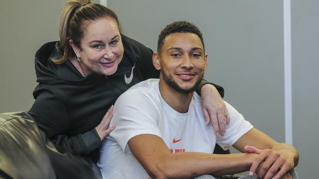 Ben Simmons with mum Julie hosting a junior clinic in Wantirna South last year. Picture: Wayne Taylor