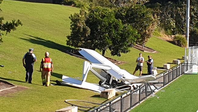 A small plane made an emergency landing on a soccer field in Cromer. Picture: Damian Shaw