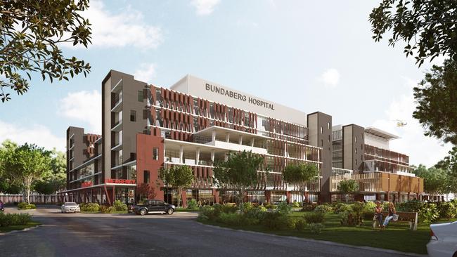 Artist impression of the new Bundaberg Hospital which is expected to welcome patients in 2027.