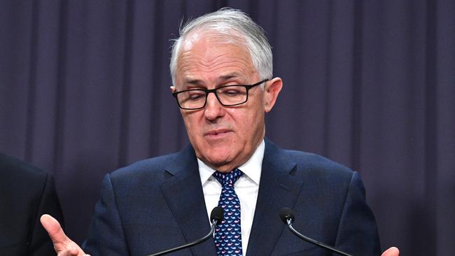 Prime Minister Malcolm Turnbull at a press conference at Parliament House in Canberra.