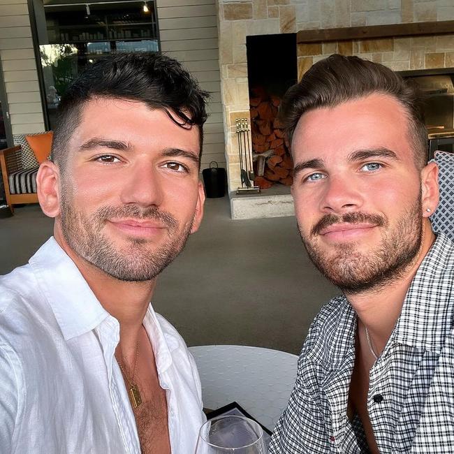 Luke Davies (left) and Jesse Baird (right) and Brokenwood Winery in the Hunter Valley, posted February 7, 2024. Picture: Instagram