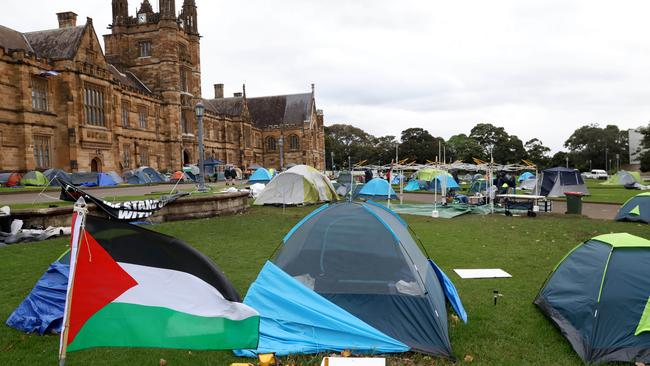 The pro-Palestine encampment at the University of Sydney in May. Picture: NewsWire / Damian Shaw