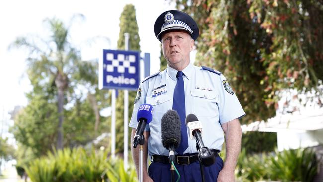 NSW Police Assistant Commissioner Gavin Wood speaks about the incident on Tuesday. Picture: Richard Dobson