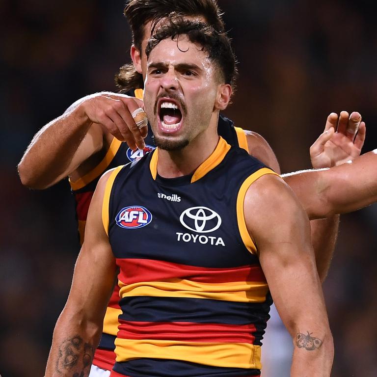 Adelaide star Izak Rankine received vile racist messages online from an anonymous Instagram account over the weekend. Picture: Mark Brake / Getty Images