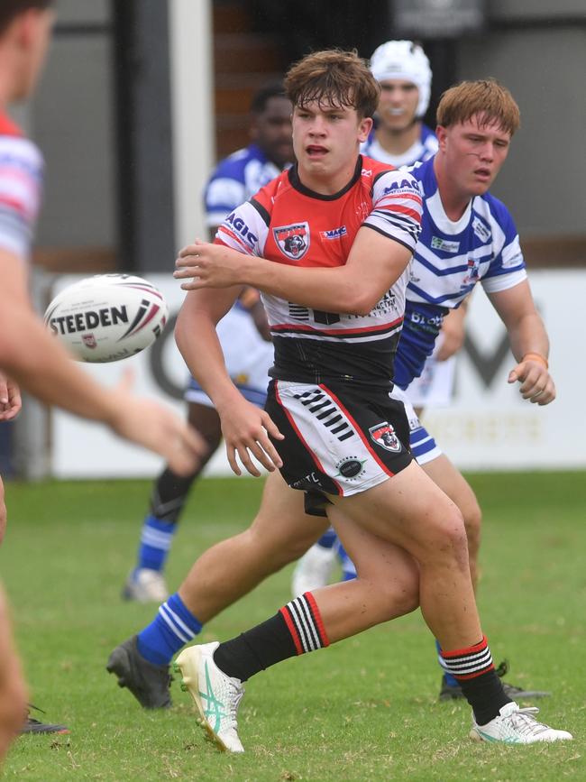 Kirwan High against Ignatius Park College in the Northern Schoolboys Under-18s trials at Brothers Rugby League Club in Townsville. Cooper Cox. Picture: Evan Morgan