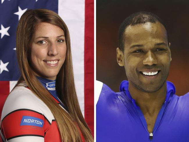 Erin Hamlin, left, and Shani Davis. Picture: AP