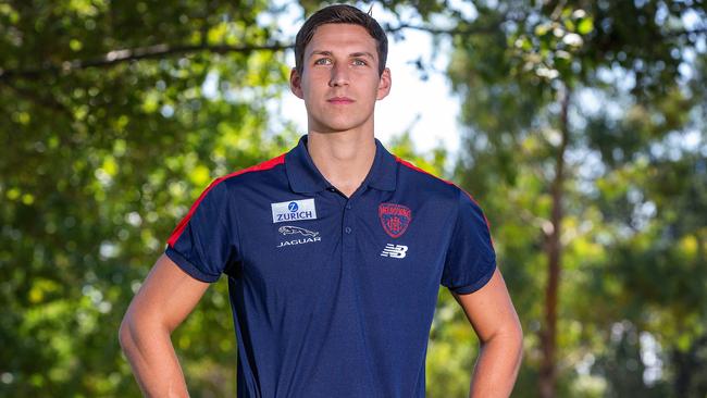 Melbourne Football Clubs Sam Weideman at Gosch Paddock. Picture: Sarah Matray