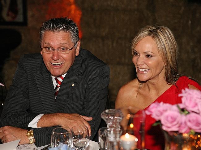  2GB radio broadcaster and NRL commentator Ray Hadley with wife Suzanne at the RM Williams dinner for Magic Millions horse racing meeting on the Gold Coast in Queensland. 