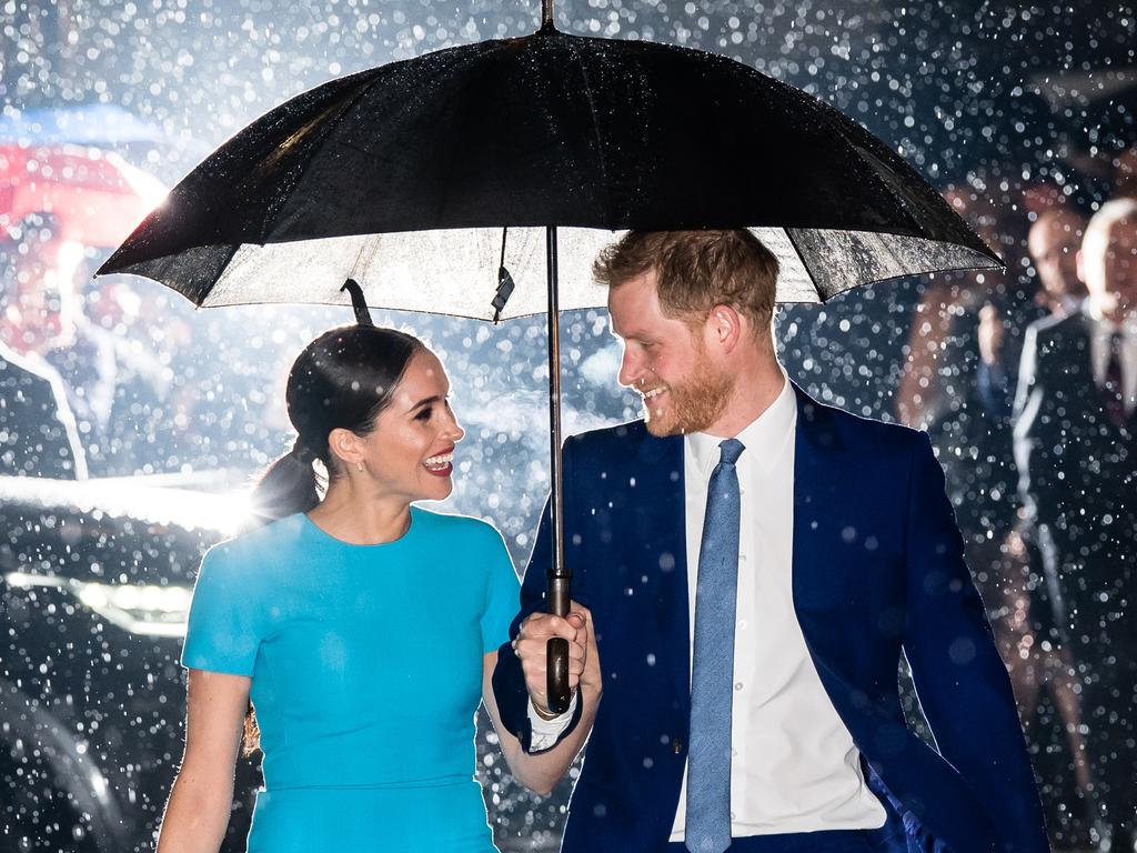 Broad smiles in March 2020 belied months of turmoil that rocked the House of Windsor, as Harry and Meghan first signalled their unhappiness and then laid out their plans for more independent lives. Furious insiders slammed the couple’s moves as a “shoddy way” to treat the Queen, with Prince Charles said to be “incandescent with rage”. Things started to go downhill in October, with Harry slamming the press and Meghan revealing she was struggling. The couple flew to Canada rather than spending Christmas with the Queen, then in January said they were quitting The Firm. Tense negotiations determined they would quit royal duties on March 31, would not use HRH in their titles, would pay back the public funds spent on renovating their UK home, and would not use their chosen branding “Sussex Royal”. But the Queen publicly offered her support saying: “Harry, Meghan and Archie will always be much loved members of my family.” Picture: WireImage