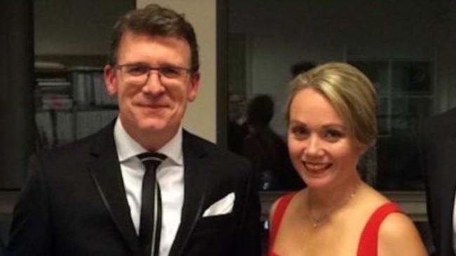 Federal member of Parliament Alan Tudge arrives at the 2017 Mid-Winter Ball in the company of Liberal staffer Rachelle Miller. Picture: ABC/Four Corners