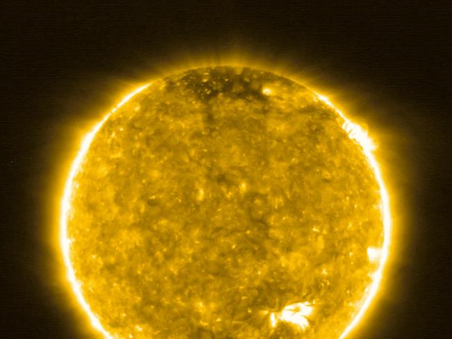 An image of the Sun, roughly halfway between the Earth and the Sun, taken as part of a pan-European mission to study solar winds and flares that could have far-reaching impacts on Earth. Picture: AFP