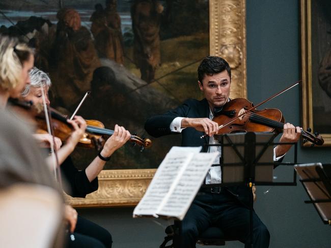 Tasmanian Symphony Orchestra players performing at QVMAG. Viola player Doug Coghill. Picture: Melanie de Ruyter.