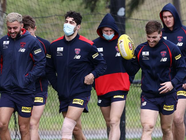 Amid Queensland’s Covid chaos, the Demons spent seven hours on a plane on Saturday. Pic: Michael Klein