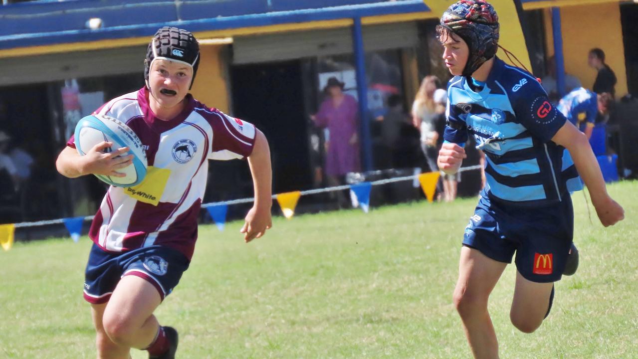 Noosa Dolphins player Jett Herbert in action at the 2022 King of the Country tournament.