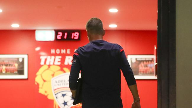 SOCCER — 19/04/19 — A-LEAGUE — Adelaide United v Melbourne Victory at Coopers Stadium. Marco Kurz leaves the pitch for his last home game at the club. Picture SARAH REED