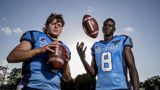 Stingrays players, Cynan Tomkins and Goor Chapari. Picture: Jerad Williams