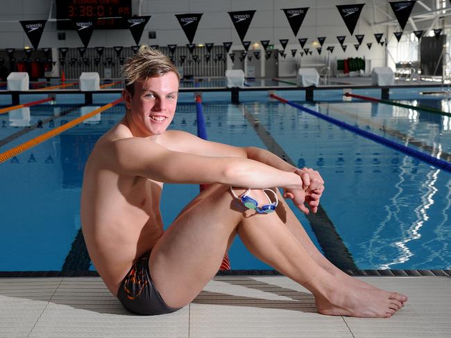 Rio gold medallist Kyle Chalmers aged 15 at Marion Aquatic Centre. Picture: Keryn Stevens