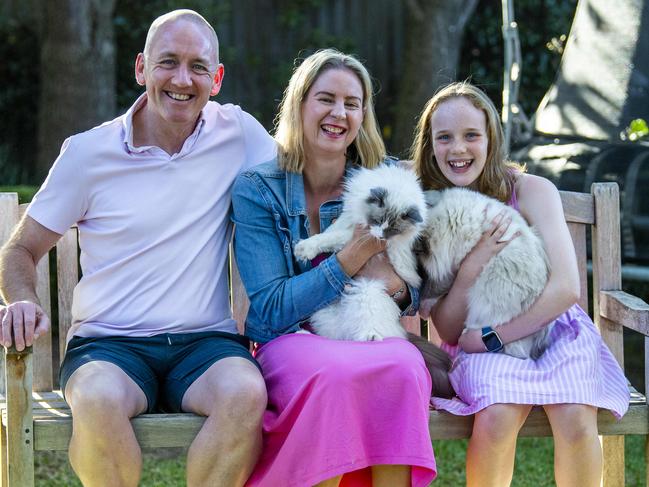 Sturt Claire Clutterham with her husband, Ben Pudney, step-daughter Niamh, 10, and two ragdoll cats, Brooke and Taylor .Monday,May,5,2024