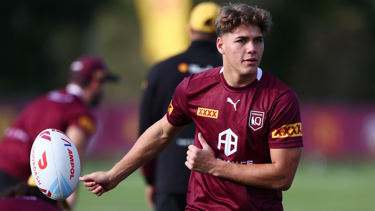 Reece Walsh during Maroons training. Picture: Chris Hyde/Getty Images